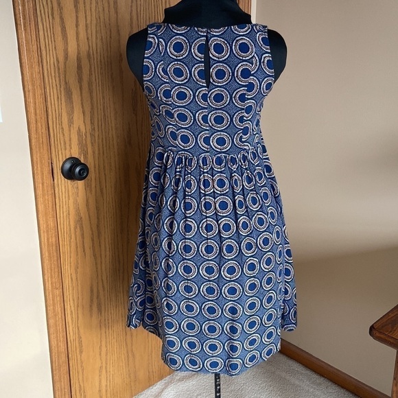 H and M Geometric Pattern Scoop Neck A Line Dress Blue White Gold Size 2 - Picture 6 of 12